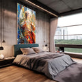 Quadro Decorativo Arcanjo Gabriel - Elegância em Tecido Canvas para a Sua Casa - quadros decorativos para sala 1 Tela Vertical, 3 Telas - em quarto contemporaneo