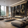 Quadro Decorativo Trio de Macacos Gangsteres - Estilo Único e Moderno - quadros decorativos para sala 1 Tela Vertical, 3 Telas - em quarto contemporaneo