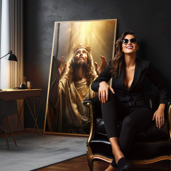 Quadro Decorativo Jesus Abençoando - Obra de Arte para Transformar Seu Espaço com Serenidade - quadros decorativos para sala 1 Tela Vertical, 3 Telas - em quarto contemporaneo