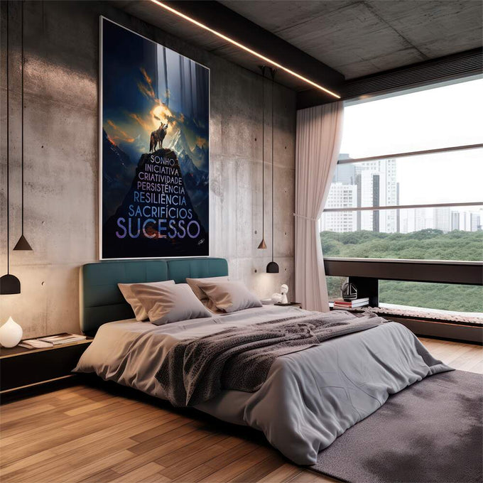 Quadro Decorativo Visão Alfa - Arte Minimalista de Alta Qualidade para sua Decoração - quadros decorativos 1 Tela Vertical, 3 Telas - em escritorio elegante