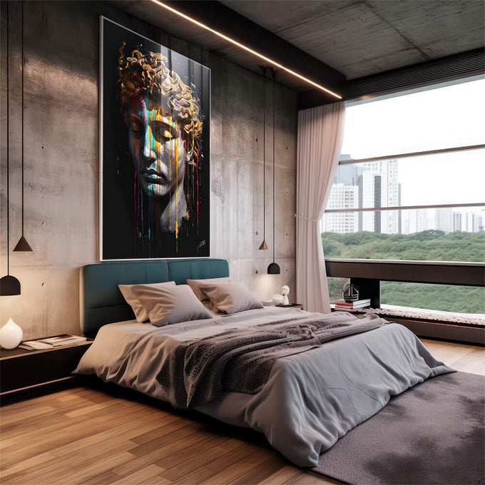 Quadro Decorativo Mitologia Grega 03 - Elegância e Sofisticação para sua Parede - quadros decorativos 1 Tela Vertical, 3 Telas - em escritorio elegante