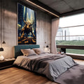 Quadro Decorativo Touro Financeiro - Arte Moderna para Inspiração e Sofisticação - quadros decorativos 1 Tela Vertical, 3 Telas - em escritorio elegante