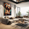 Quadro Decorativo Moderno Família Santa Geométrico - Design Sofisticado para sua Casa - quadros decorativos 1 Tela Vertical, 3 Telas - em escritorio elegante