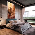 Quadro Decorativo Casal de Leões - Arte Sofisticada para sua Casa - quadros decorativos 1 Tela Vertical, 3 Telas - em escritorio elegante