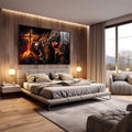 Quadro Decorativo Leão de Judá e Cristo - quadros decorativos 1 Tela, 1 Tela Horizontal - em escritorio elegante