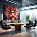 Quadro Decorativo Frida 03 - Elegância e Estilo em Tecido Canvas Premium - quadros decorativos 1 Tela, 1 Tela Horizontal - em escritorio elegante