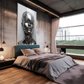 Quadro Decorativo Metálico Rosto - Sofisticação e Modernidade para Seu Ambiente - quadros decorativos para sala 1 Tela Vertical, 3 Telas - em quarto contemporaneo