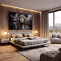 Quadro Decorativo Jesus - Elegância e Espiritualidade em Tecido Canvas Dourado - quadros decorativos 1 Tela, 1 Tela Horizontal - em escritorio elegante
