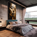 Quadro Decorativo Elegante Golden Face 2 - Arte Moderna para Sua Casa - quadros decorativos 1 Tela Vertical, 3 Telas - em escritorio elegante