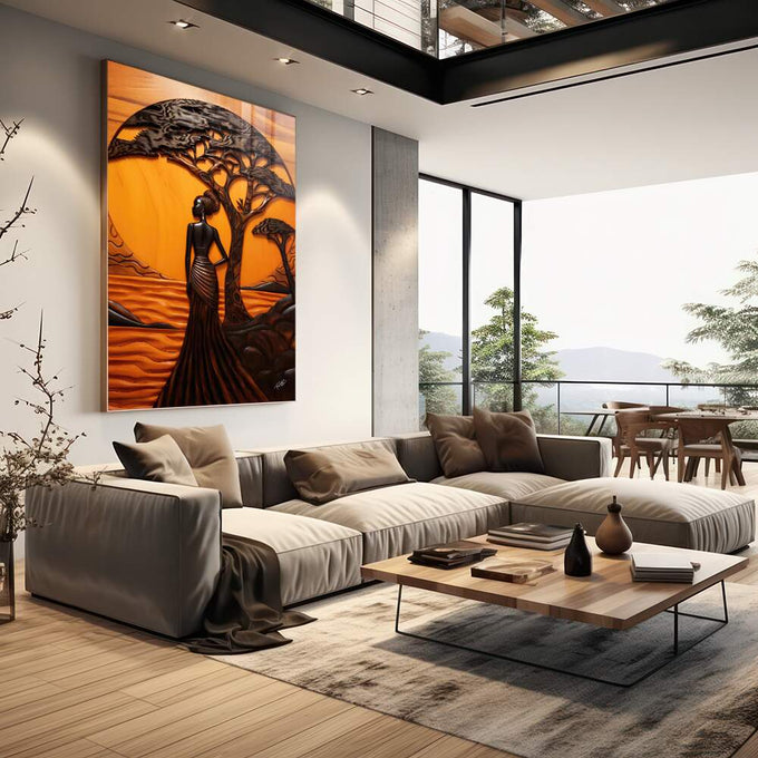 Quadro Decorativo Afro Força e Tradição - quadros decorativos 1 Tela Vertical, 3 Telas - em escritorio elegante