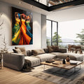 Quadro Decorativo Afro Contemporâneo Beleza em Cores - quadros decorativos 1 Tela Vertical, 3 Telas - em escritorio elegante