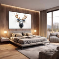 Quadro Decorativo 3D Animais - Cervo Elegante para Decoração Sofisticada - quadros decorativos 1 Tela, 1 Tela Horizontal - em escritorio elegante