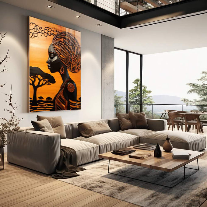 Quadro Decorativo Afro Contemporâneo Beleza e Raízes - quadros decorativos 1 Tela Vertical, 3 Telas - em escritorio elegante