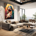 Quadro Decorativo Família Divina Geométrico - Estilo Sofisticado para Sua Casa - quadros decorativos 1 Tela Vertical, 3 Telas - em sala moderna