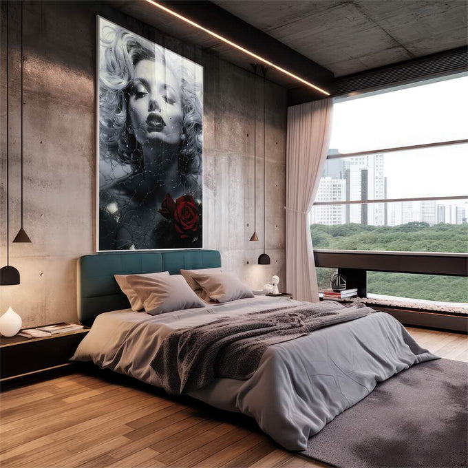 Quadro Decorativo Marilyn 07 - Elegância e Estilo para Sua Parede - quadros decorativos 1 Tela Vertical, 3 Telas - em escritorio elegante