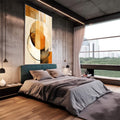 Quadro Decorativo Geométrico Moderno Círculos em Harmonia - quadros decorativos para sala 1 Tela Vertical, 3 Telas - em quarto contemporaneo