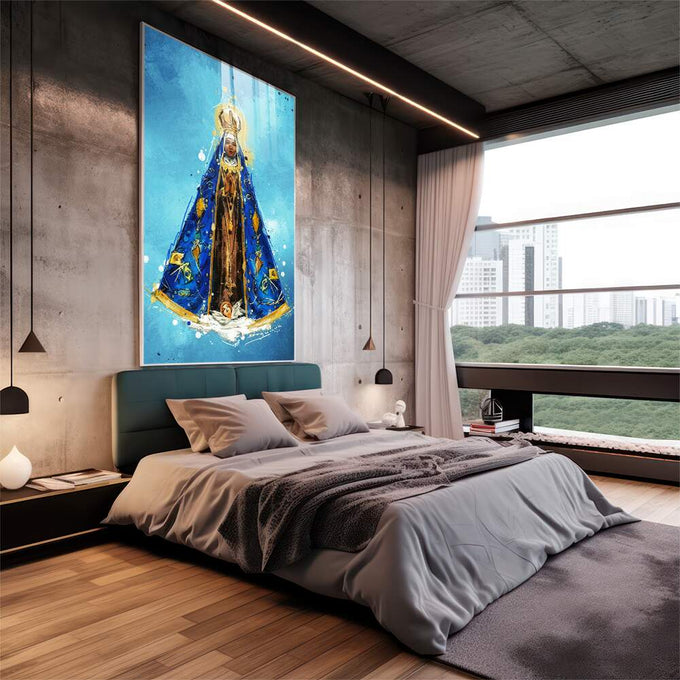 Quadro Decorativo Nossa Senhora da Aparecida - quadros decorativos 1 Tela Vertical, 3 Telas - em escritorio elegante