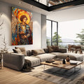 Quadro Decorativo Arcanjo Rafael - Sofisticação e Estilo para sua Casa - quadros decorativos 1 Tela Vertical, 3 Telas - em escritorio elegante