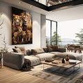 Quadro Decorativo Família de Leão com 4 Filhotes - Arte Sofisticada para Seu Lar - quadros decorativos 1 Tela Vertical, 3 Telas - em escritorio elegante