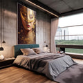 Quadro Decorativo Golden Face - Elegância e Sofisticação para sua Decoração - quadros decorativos 1 Tela Vertical, 3 Telas - em escritorio elegante
