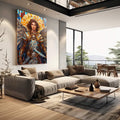 Quadro Decorativo Arcanjo Miguel - Elegância e Estilo para sua Decoração - quadros decorativos 1 Tela Vertical, 3 Telas - em escritorio elegante