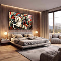 Quadro Decorativo São Jorge Abstrato - Elegância e Modernidade para Sua Decoração - quadros decorativos 1 Tela, 1 Tela Horizontal - em sala moderna