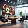 Quadro Decorativo São Jorge Abstrato - Elegância e Modernidade para Sua Decoração - quadros decorativos para sala 1 Tela, 1 Tela Horizontal - em quarto contemporaneo