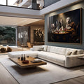 Quadro Decorativo Cachorros Jogando Poker  Arte Divertida e Elegante para Sua Decoração - quadros decorativos para sala 1 Tela, 1 Tela Horizontal - em living room premium