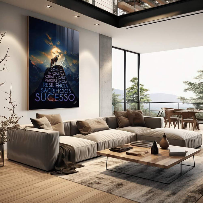 Quadro Decorativo Visão Alfa - Arte Minimalista de Alta Qualidade para sua Decoração - quadros decorativos para sala 1 Tela Vertical, 3 Telas - em living room premium