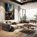 Quadro Decorativo Touro Financeiro - Arte Moderna para Inspiração e Sofisticação - quadros decorativos para sala 1 Tela Vertical, 3 Telas - em living room premium