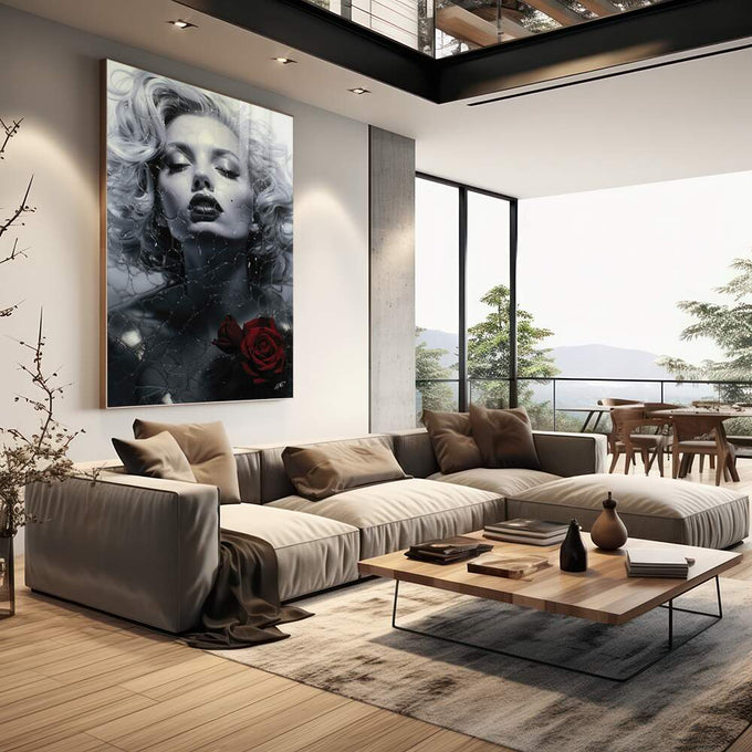 Quadro Decorativo Marilyn 07 - Elegância e Estilo para Sua Parede - quadros decorativos para sala 1 Tela Vertical, 3 Telas - em living room premium