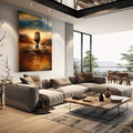 Quadro Decorativo Leão e Jesus - Sofisticação e Inspiração para Sua Decoração - quadros decorativos para sala 1 Tela Vertical, 3 Telas - em living room premium