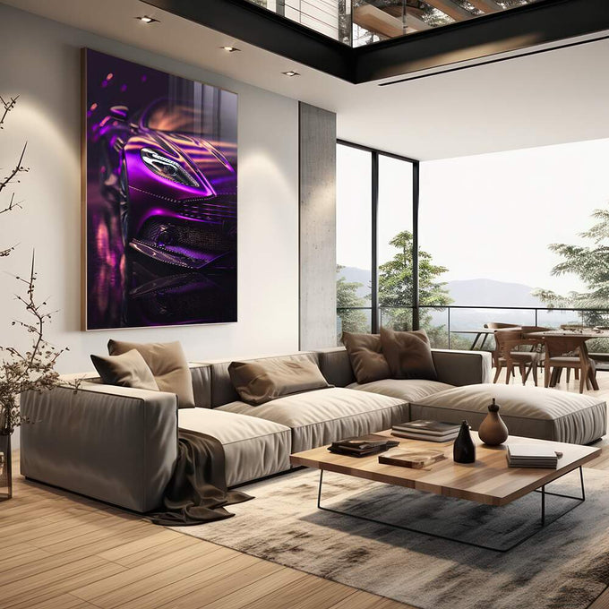 Quadro Decorativo Aston Martin: Elegância e Sofisticação para Sua Parede - quadros decorativos para sala 1 Tela Vertical, 3 Telas - em living room premium