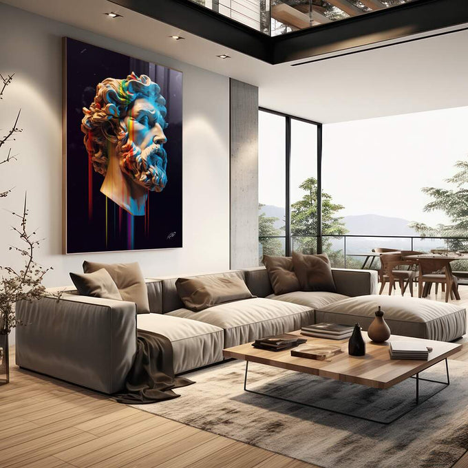 Quadro Decorativo Mitologia Grega - Elegância e Cultura para sua Parede - quadros decorativos para sala 1 Tela Vertical, 3 Telas - em living room premium