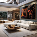 Quadro Decorativo Leão de Judá e Cristo - quadros decorativos para sala 1 Tela, 1 Tela Horizontal - em living room premium