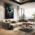 Quadro Decorativo Macaco Executivo - Arte Exclusiva para Pintar seu Espaço com Estilo - quadros decorativos para sala 1 Tela Vertical, 3 Telas - em living room premium