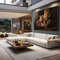 Quadro Decorativo Família de Leão com 3 Filhotes - Ternura e Estilo para sua Decoração - quadros decorativos para sala 1 Tela, 1 Tela Horizontal - em living room premium