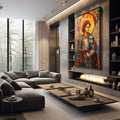 Quadro Decorativo Arcanjo Rafael - Sofisticação e Estilo para sua Casa - quadros decorativos para sala 1 Tela Vertical, 3 Telas - em living room premium