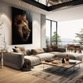 Quadro Decorativo Leão com Coroa Lateral - quadros decorativos 1 Tela Vertical, 3 Telas - em escritorio elegante
