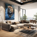 Quadro Decorativo Leão em Movimento: Arte Vibrante para sua Casa - quadros decorativos para sala 1 Tela Vertical, 3 Telas - em living room premium