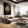 Quadro Decorativo Medalha de São Bento - Elegância e Tradição em Tecido Canvas - quadros decorativos para sala 1 Tela Vertical, 3 Telas - em living room premium