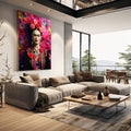 Quadro Decorativo Frida 02 - Estilo Vibrante em Tecido Canvas - quadros decorativos para sala 1 Tela Vertical, 3 Telas - em living room premium