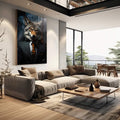 Quadro Decorativo Lobo Empresário - Sofisticação e Estilo para Sua Casa - quadros decorativos para sala 1 Tela Vertical, 3 Telas - em living room premium