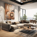 Quadro Decorativo Abstrato Rústico - Elegância e Estilo para Sua Parede - quadros decorativos para sala 1 Tela Vertical, 3 Telas - em quarto contemporaneo