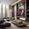 Quadro Decorativo Coringa e Arlequina Colorido: Arte Moderna em Tela Premium - quadros decorativos para sala 1 Tela Vertical, 3 Telas - em living room premium