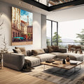 Quadro Decorativo Girl on the Street com Torre Eiffel - Arte Minimalista para Seu Ambiente - quadros decorativos para sala 1 Tela Vertical, 3 Telas - em living room premium