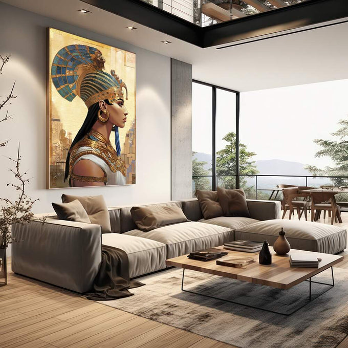 Quadro Decorativo Mitologia Egípcia 01 - Arte Sofisticada para o Seu Lar - quadros decorativos para sala 1 Tela Vertical, 3 Telas - em living room premium