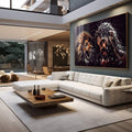 Quadro Decorativo Leão de Judá Rugindo - quadros decorativos para sala 1 Tela, 1 Tela Horizontal - em living room premium