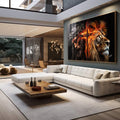 Quadro Decorativo Família de Judá: Cruz em Chamas - Arte com Significado e Estilo - quadros decorativos para sala 1 Tela, 1 Tela Horizontal - em living room premium