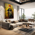 Quadro Decorativo Frida 07 - Arte Minimalista em Canvas 100% Algodão - quadros decorativos para sala 1 Tela Vertical, 3 Telas - em living room premium